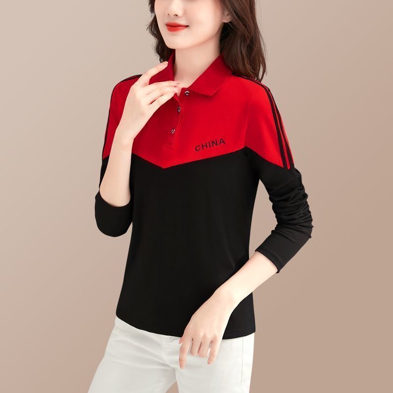 长袖t恤女2025春季新款纯棉polo