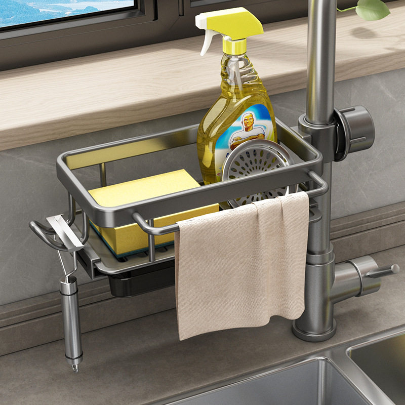 德国厨房水龙头置物架洗碗洗菜池水槽架沥水篮海绵刷百洁布抹布,厨房/烹饪用具,抹布架/厨房清洁收纳架,淘宝优惠券,粉丝福利购,淘宝优惠卷
