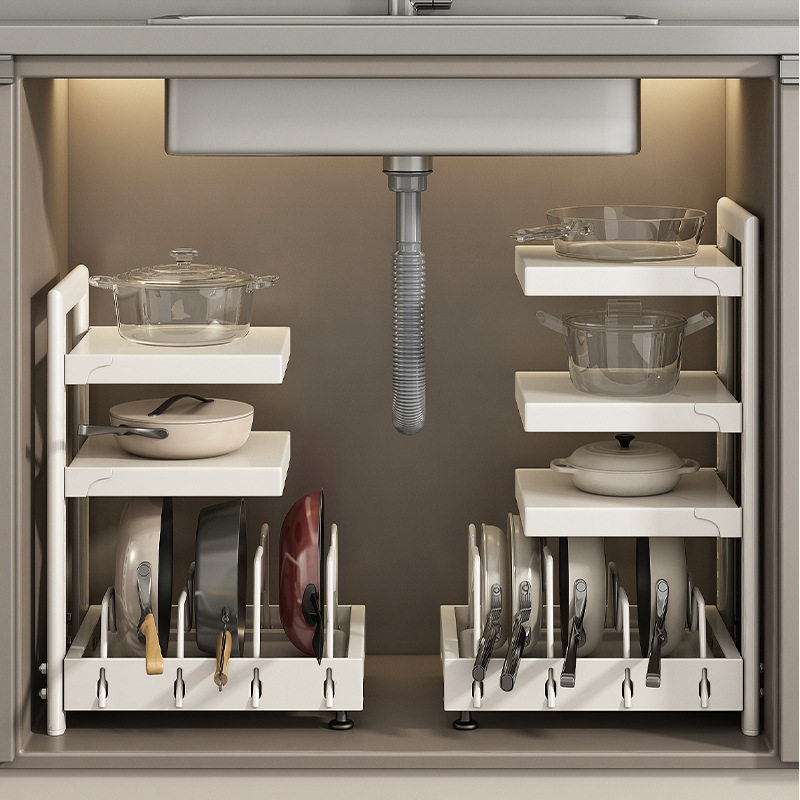 德国橱柜锅具收纳架锅架厨房置物架家用多功能下水槽下收纳多层,厨房/烹饪用具,抹布架/厨房清洁收纳架,淘宝优惠券,粉丝福利购,淘宝优惠卷
