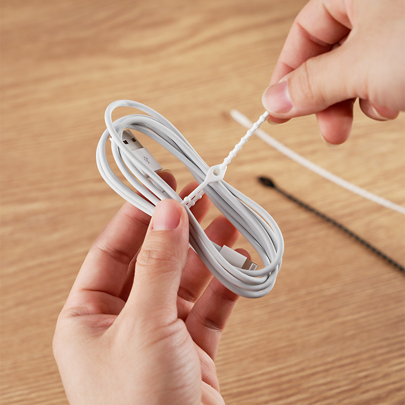 出口日本电线绑带捆扎绳可重复使用扎带理线器线收纳神器可拆装绳