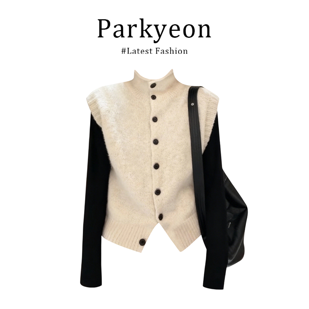 韩系高领单排扣针织马甲女秋冬季内搭打底T恤极简风套装,女装/女士精品,时尚套装,淘宝优惠券,粉丝福利购,淘宝优惠卷