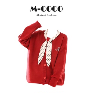 parkyeon新款韩系少女风新年圣诞氛围感针织衫慵懒风上衣时髦装