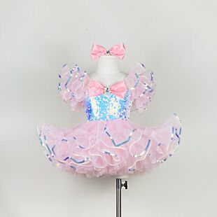 新款儿童演出服幼儿园舞蹈服女童蓬蓬纱裙可爱娃蝴蝶连衣裙表演服