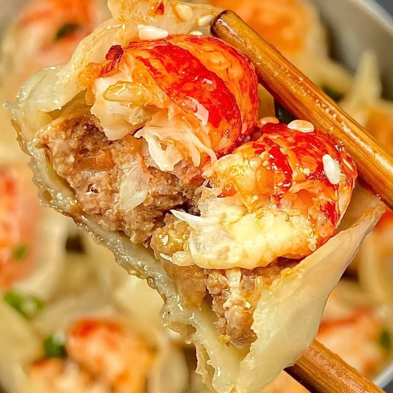 摆摊早餐龙虾饺子开口笑饺子煎饺夜宵半成品