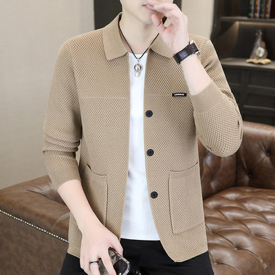 针织外套男春秋季开衫夹克