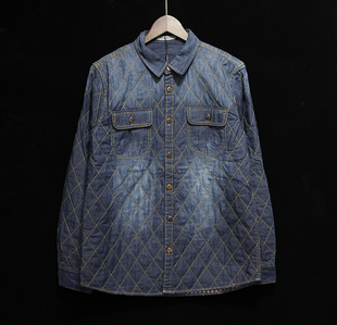 加厚牛仔衬衫 男士 绗缝加棉保暖西部牛仔衬衣外套 秋冬季 尾货处理