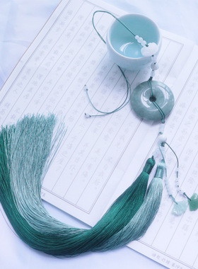 【锦瑟】原创汉服压裙腰坠玉石禁步双色长流苏古风挂坠平安扣银杏