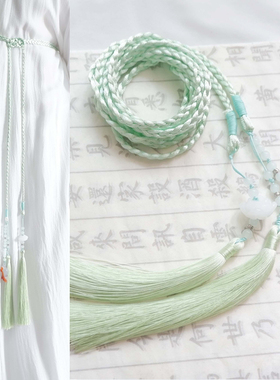 浮碧原创古风宫绦腰带浅绿圆领道袍腰带汉服明制玛瑙金鱼腰坠配饰