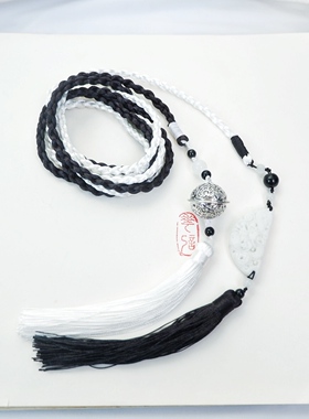 蛟鸾花记原创古风宫绦黑白双色定制情侣腰带龙凤汉服玉佩发绳抹额