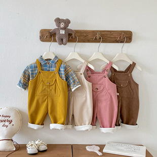 全码 纯色百搭韩版 A类宝宝背带裤 男童 毛绒背带 冬款 Boyo冬清仓