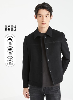 2026冬 利牌24DYR9011S时尚商务羊绒毛呢夹克外套男黑色175-88码