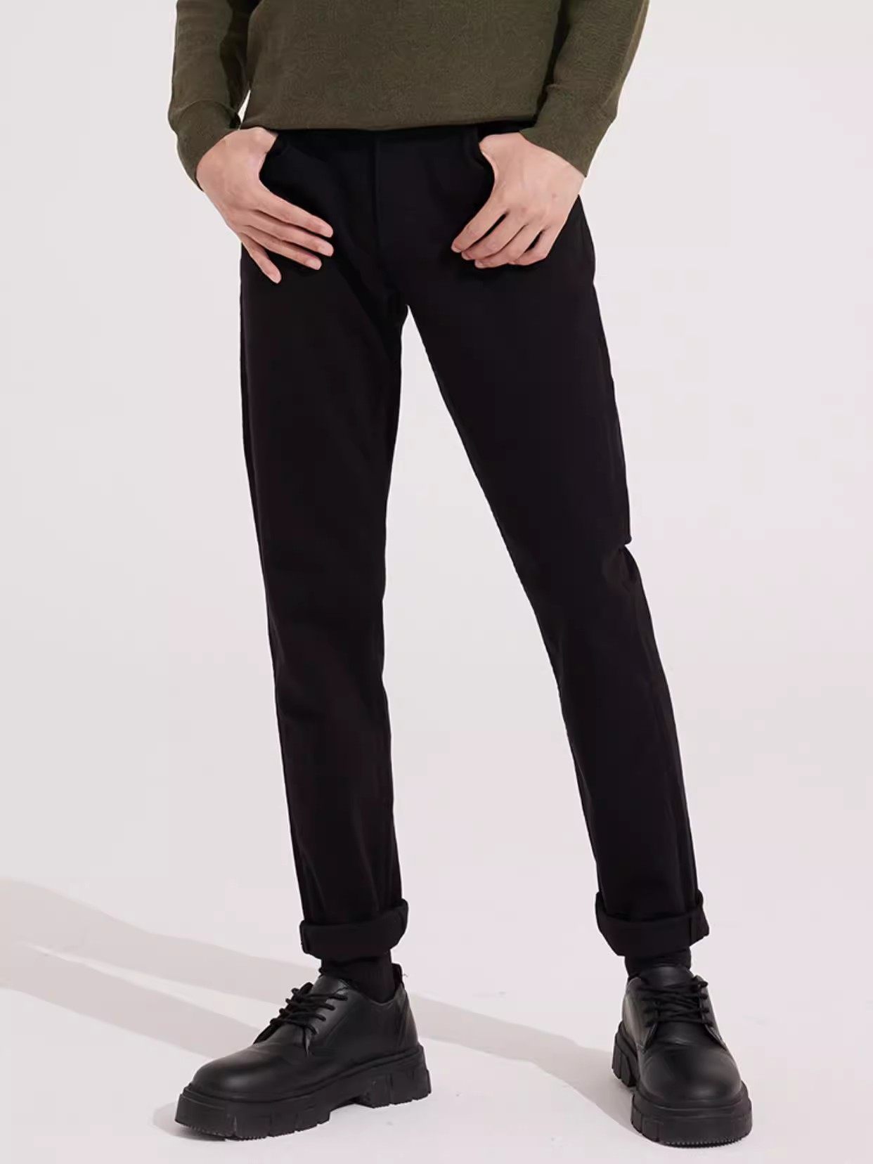 拉锁牛仔裤黑牛秋冬男装