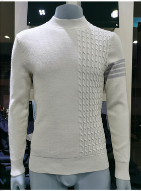 2024秋利牌Q1QMS0121S厚提花圆领男毛衫商务休闲套头毛衣剩190码