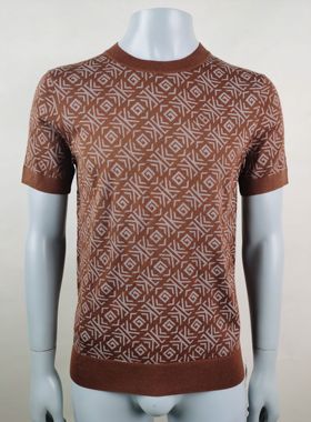 吉祥回纹2024秋冬商务短袖易打理T恤|BTTR3540圆领半袖毛衫针织衫