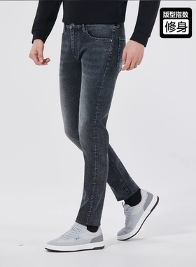 2025秋 利牌B5QNZ30501低腰窄脚商务软舒适深蓝黑牛仔裤长裤76码