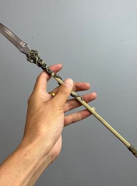 龙泉手工锻打全铜手柄复古兵器三国茶针家用普洱茶摆件茶刀把玩