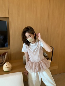 十三行人气款！夏韩系减龄叠穿百搭少女吊带纱纱绑带蝴蝶背心小衫