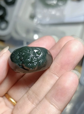 天然和田玉财神爷扳指23号圈口正品青玉戒指男女款个性中国风玉石