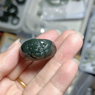 天然和田玉财神爷扳指23号圈口正品青玉戒指男女款个性中国风玉石