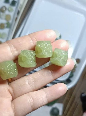 天然和田玉醒狮吊坠挂件diy手串手链玉石配饰配件单颗散珠子卡15
