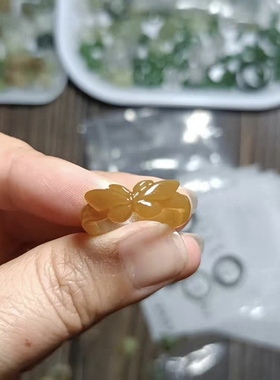 新疆和田玉蝴蝶戒指女天然玉石且末料糖玉首饰手饰玉器戒指环小众