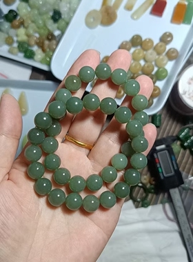 新疆和田玉手串圆珠卡12mm天然玉石手链男女款礼物珠串且末蓝料子