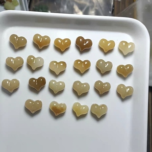 天然和田玉爱心吊坠女款 心形送女友礼物挂件玉佩diy桃心通孔配饰