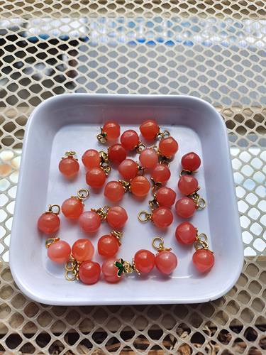 天然盐源玛瑙水蜜桃桃子吊坠diy挂件手链滴溜配件小众饰品女款