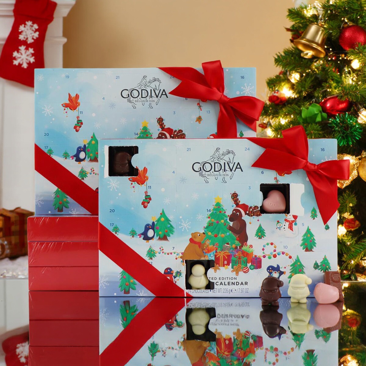 新品GODIVA歌帝梵巧克力圣诞倒计时日历礼盒24装比利时进口礼物