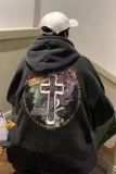 XZ517A-6秋冬新款加绒加厚水洗做旧宽松连帽卫衣P78，男装卫衣，星座517A-6