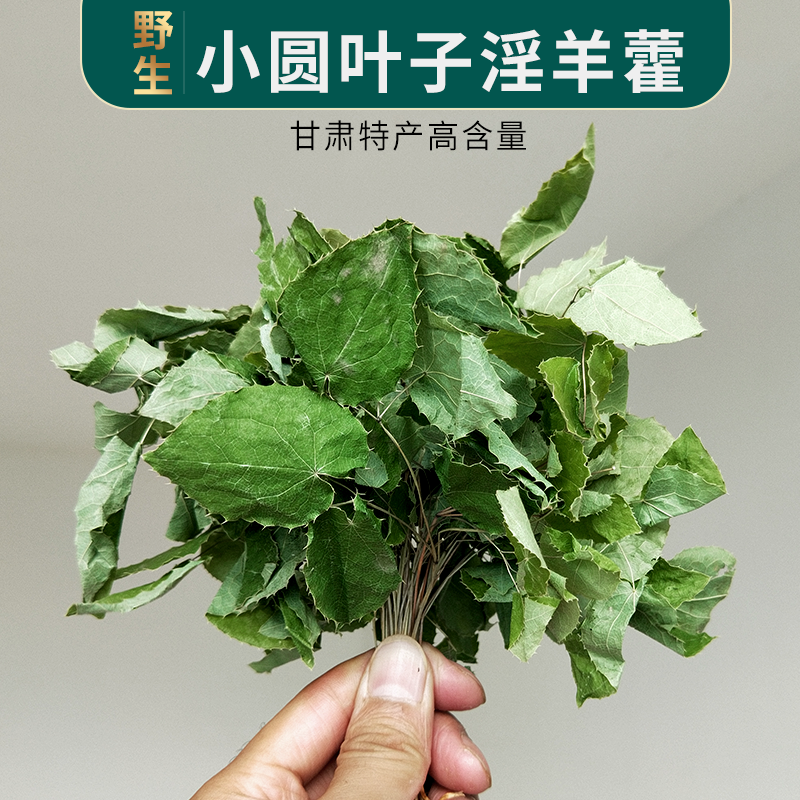 甘肃高含量天然纯野生小圆叶子淫羊藿叶100g男性泡水泡酒特级新鲜
