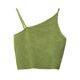 小吊带外穿ins多巴胺绿 高腰上衣短夏不对称单肩无袖 针织背心女