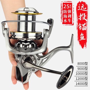 远投纺车轮全金属线杯渔轮14000无间隙鱼线轮海杆轮抛竿轮锚鱼轮