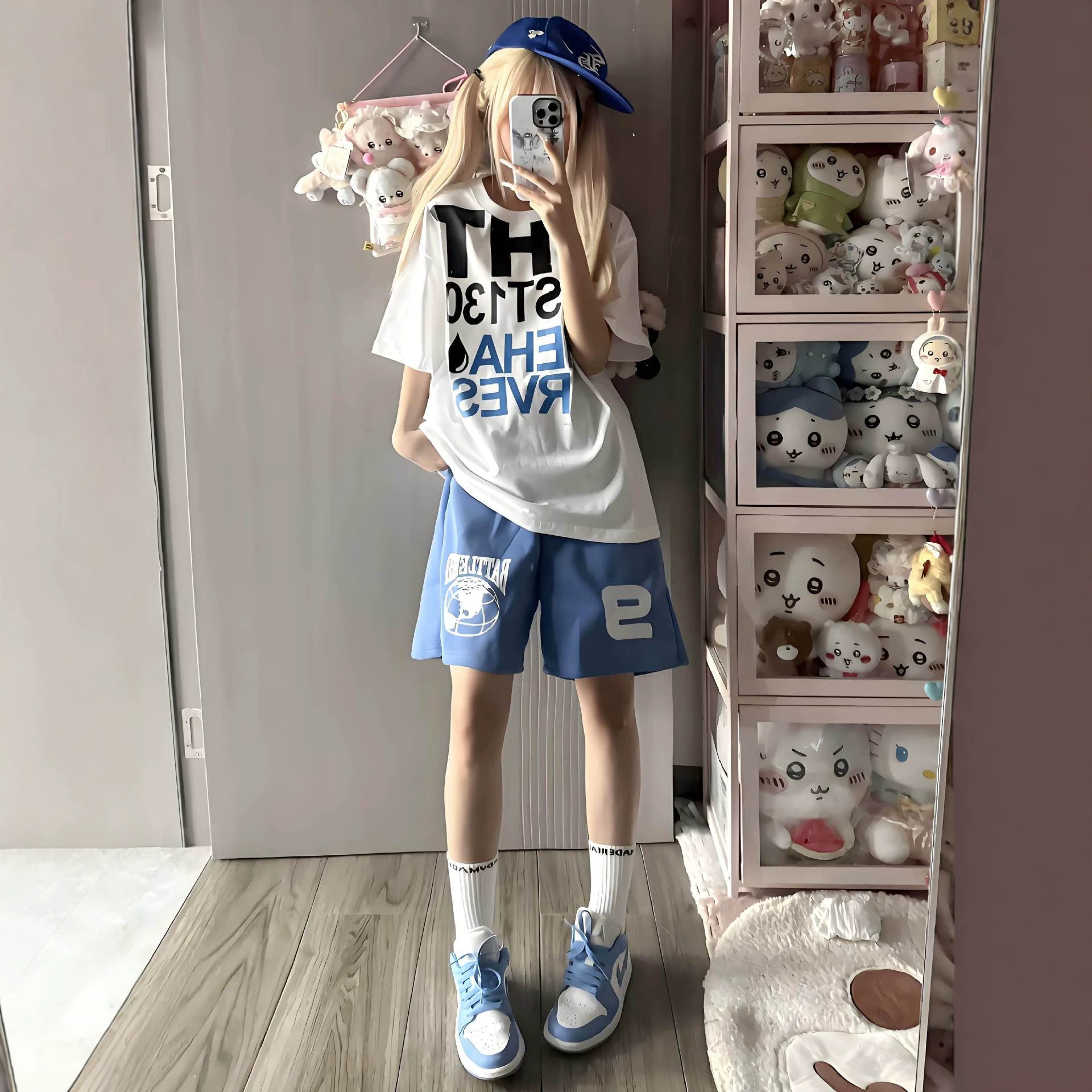 美式复古字母刺绣抽绳休闲短裤男女2026新款阔腿百搭高街五分裤子