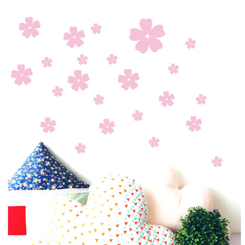 清新小花浪漫花朵墙贴踢脚线贴纸卧室宿舍店铺橱窗装饰玻璃贴花