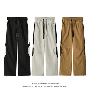拼接3XL2XL4XLXL5XLML休闲聚酯纤维 胖胖到家宽松直筒裤 男装 休闲裤
