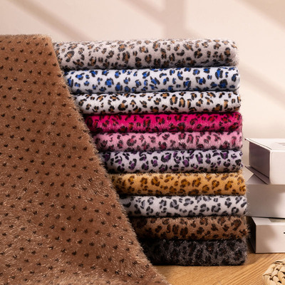 高档仿水貂马毛毛绒布料服装面料仿动物纹仿皮草手工diy饰品