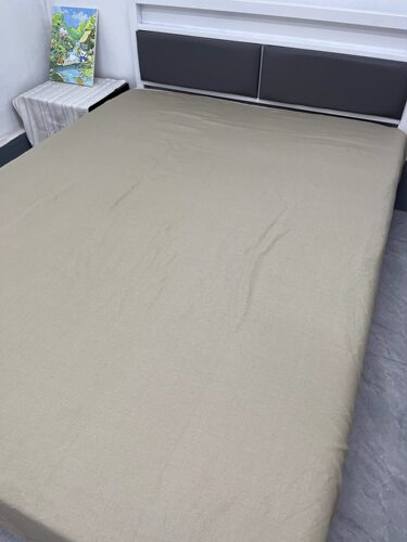 浅咖色100%进口亚麻床单2.7×2.3m加宽纯色大床床品