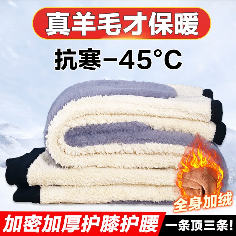 中老年特厚棉裤男冬季羊毛裤女高腰羊羔绒护膝东北防寒保暖裤