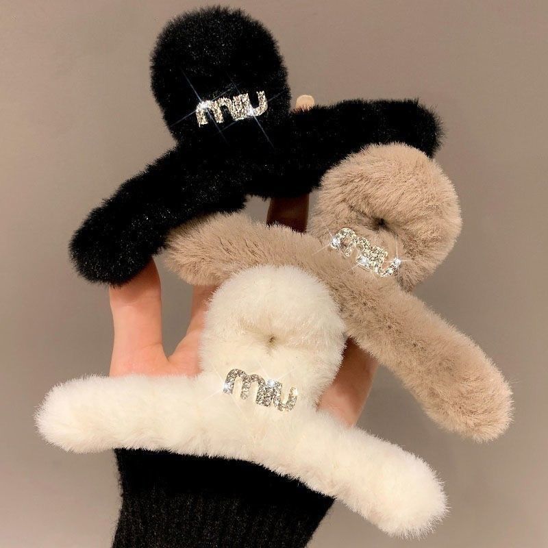 1元粉丝福利 发夹女时尚秋冬新款毛绒简约高级感日韩大抓夹子头饰