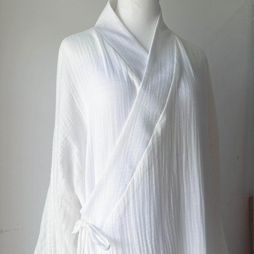 春秋新款魏晋风纯色直裾大袖全棉汉服右衽显瘦交领系带男女同款