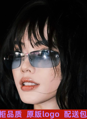 中古风港风老钱风vintage墨镜何丹彤太阳眼镜男女浅色系列无框新