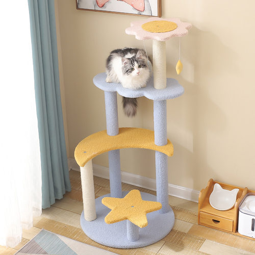 BULUS/布鲁仕猫爬架多层猫抓板 猫玩具泰迪绒四层星月猫爬架