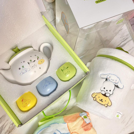 正品代购奈雪与三丽鸥联名毛毯桶茶具套装宠物牵引绳背包环保袋