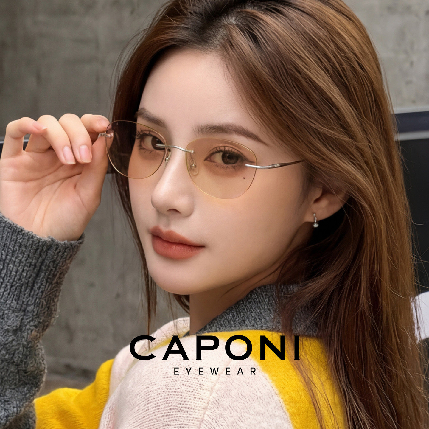 CAPONI日夜两用偏光变色夜间防远光纯钛超轻无框夜视镜女开车眼镜