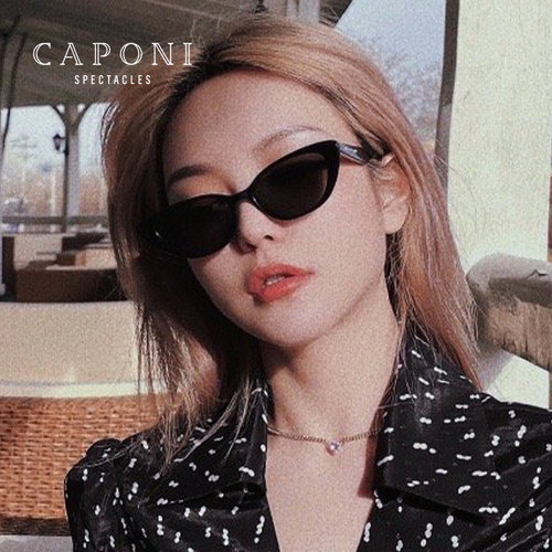 CAPONI覆古猫眼太阳眼镜女韩版潮2025新款偏光太阳镜网红抗UV眼镜
