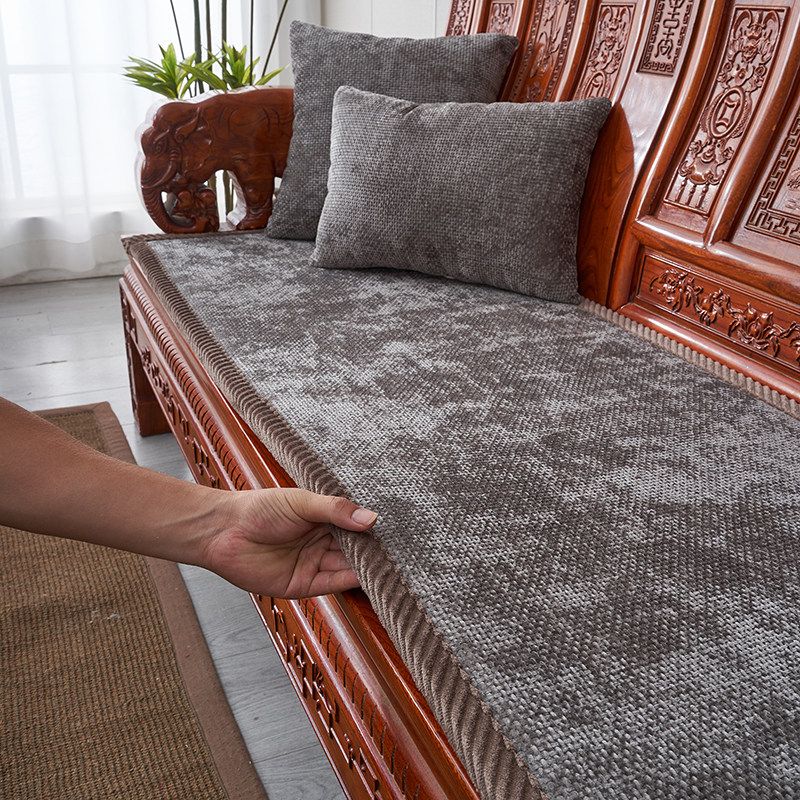 新中式红木沙发垫实木沙发垫子秋冬毛绒椅垫座垫防滑加厚沙发垫