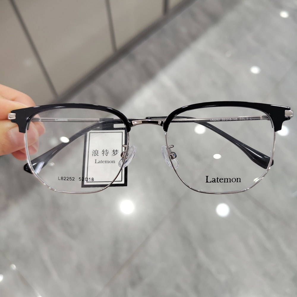 浪特梦镜架男眉毛框商务半框可配近视眼镜框女潮防蓝光眼镜L82252