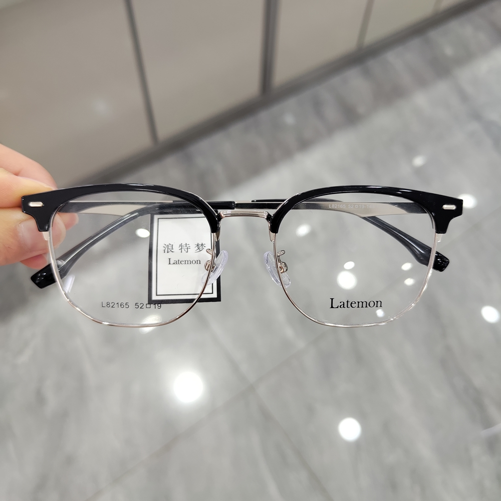 浪特梦眼镜架男眉毛框商务半框L82165方形近视眼镜框女可配眼镜片
