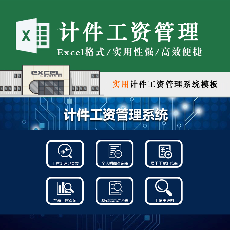 实用计件工资管理系统工序明细记录产品工序查询员工工资表格模板